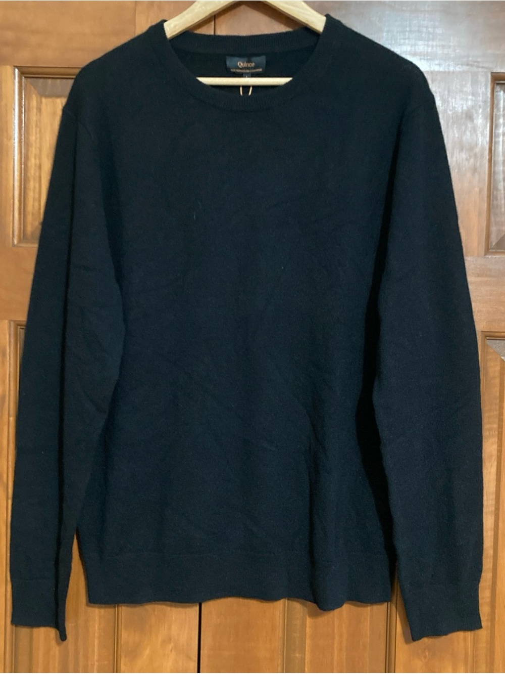 NWT Quince Men's Black large Crewneck Pullover 100% Mongolian cashmere Sweater